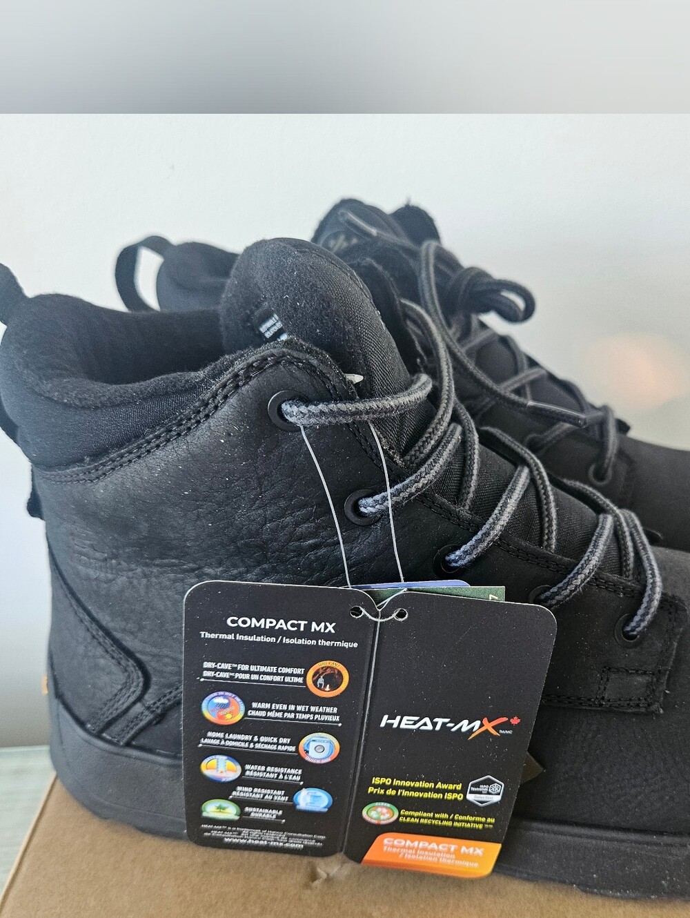 Kamik Spencer Mid Black Non-Slip Ice And Waterproof Leather Boots Size 10.5 NIB